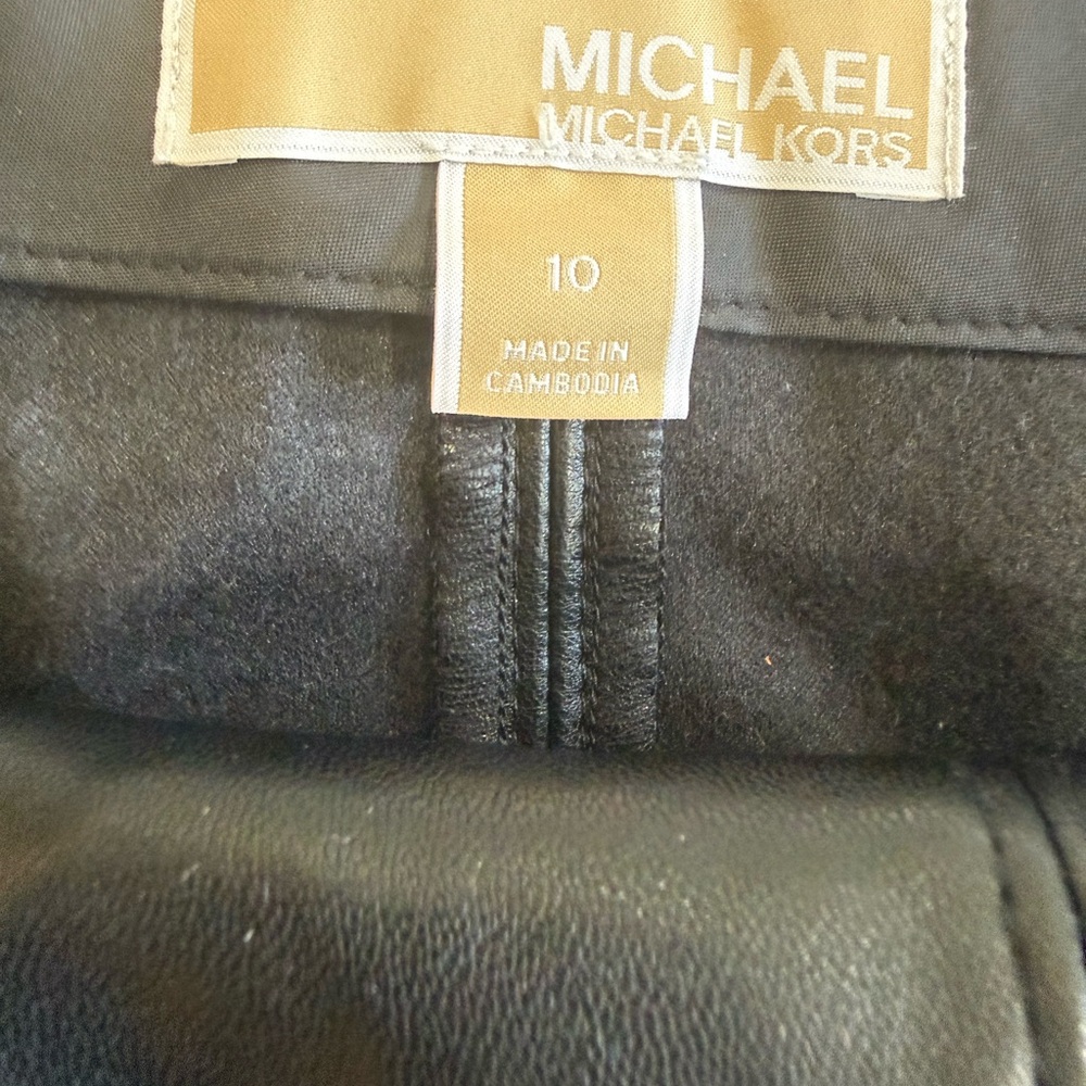Michael Kors Black Leather skirt with Gold Hardware